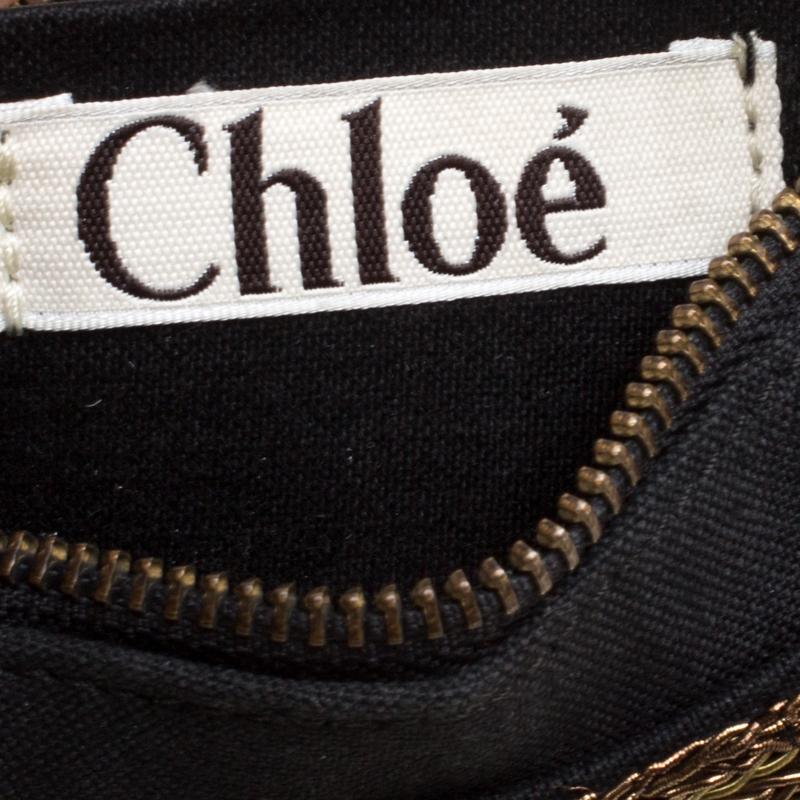 Chloe Black Canvas Embellished Crescent Hobo 3