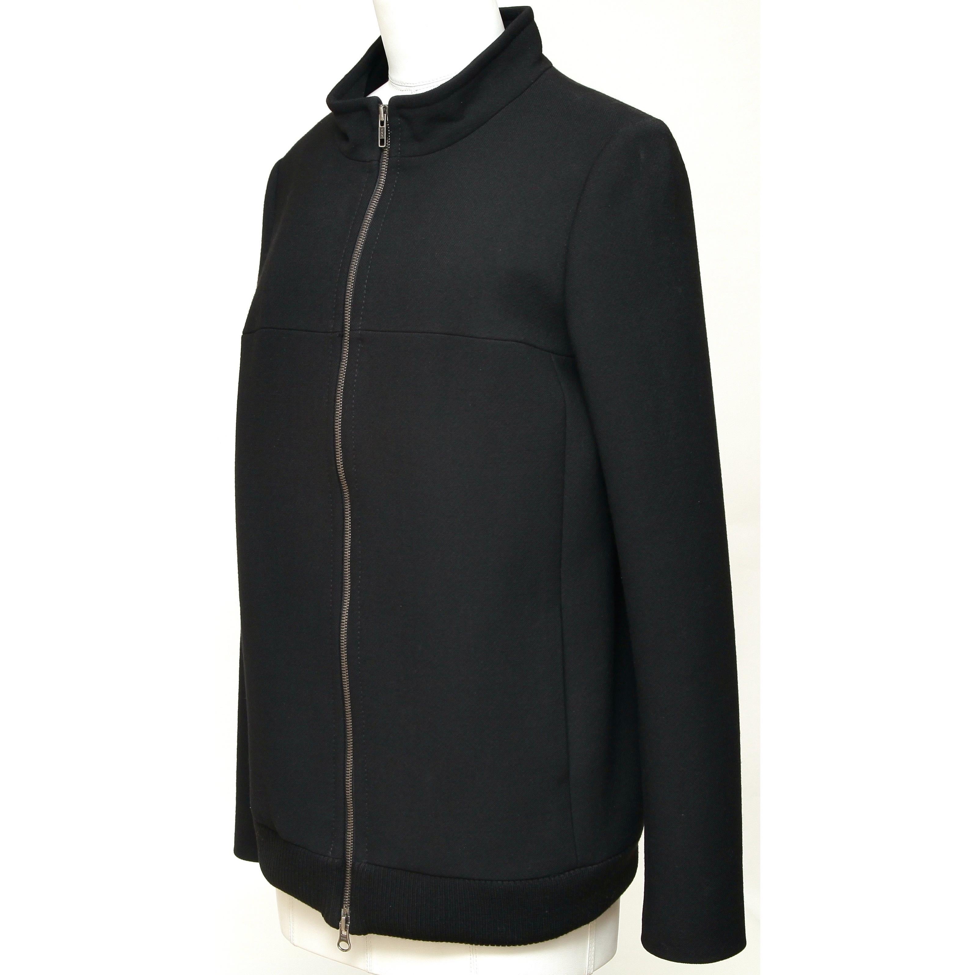 Noir CHLOE - Manteau noir à manches longues avec col à fermeture éclair et fermeture éclair, taille 36 2007 en vente