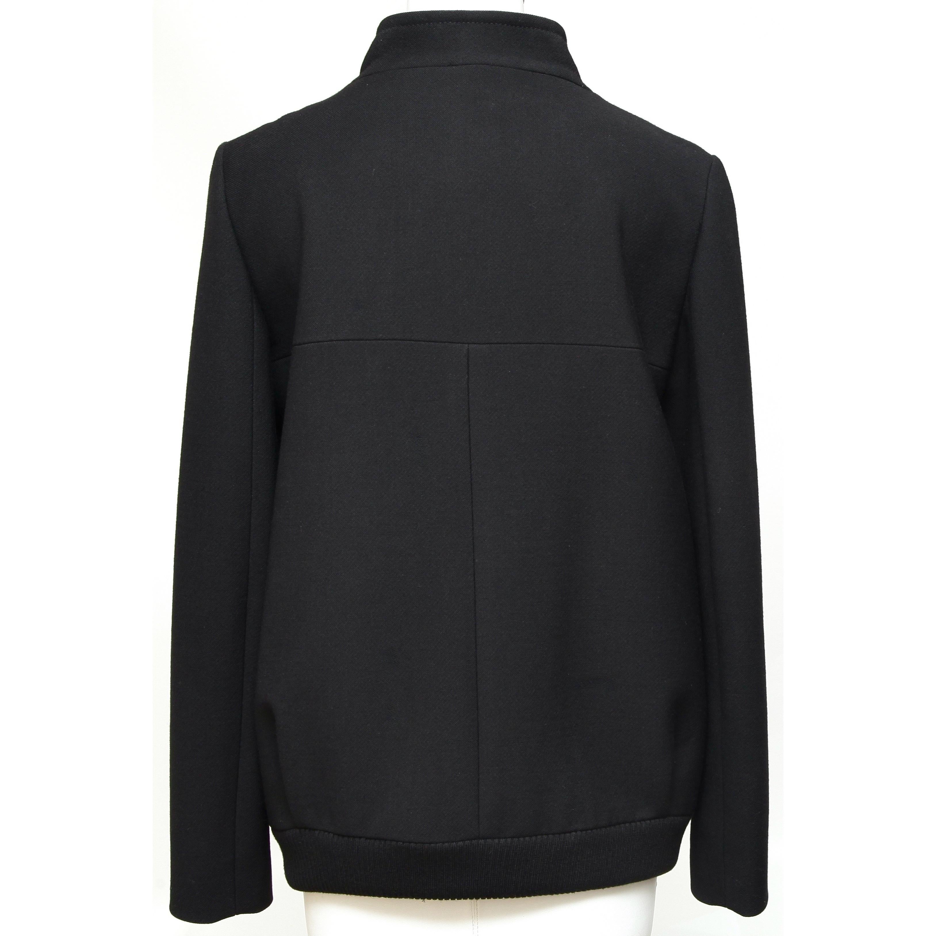Women's CHLOE Black Coat Jacket Long Sleeve Zipper Stand Up Collar Sz 36 2007 For Sale