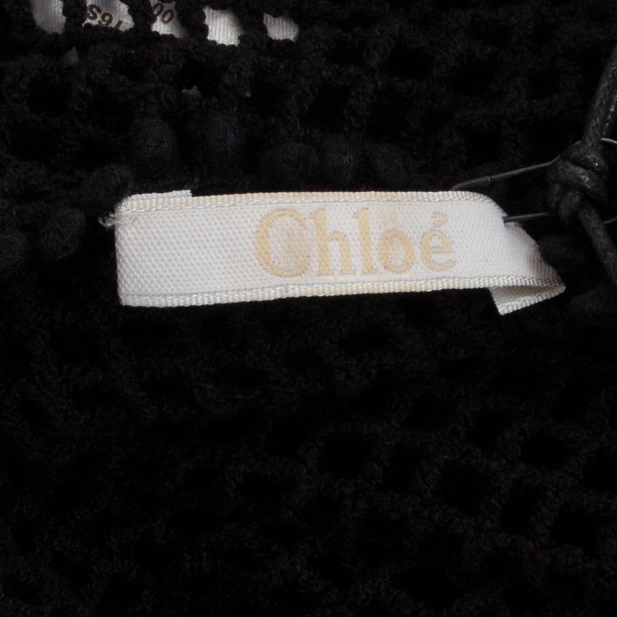 Black CHLOE black cotton CROCHET Long Sleeve Shirt Top XS For Sale