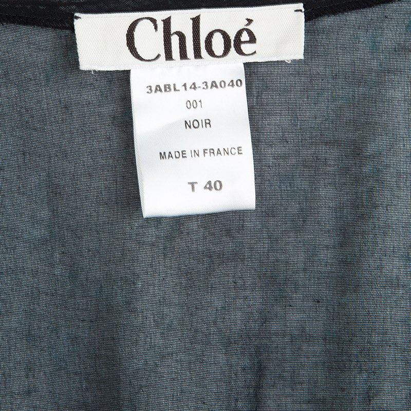 Chloe Black Cotton Voile Embellished Tunic M 1