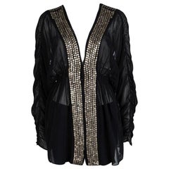 Chloe Black Cotton Voile Embellished Tunic M