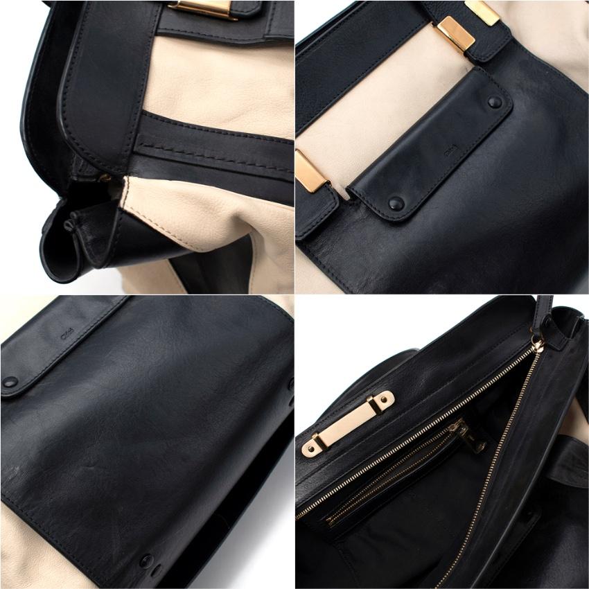 Chloe Black & Cream Leather Alice Tote Bag For Sale 1