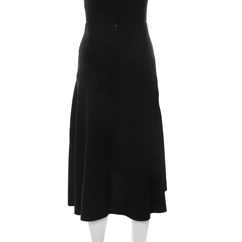 Chloé Black Crepe Knit Asymmetric Hem A Line Skirt M In Good Condition In Dubai, Al Qouz 2