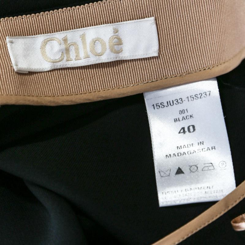 Chloé Black Crepe Knit Asymmetric Hem A Line Skirt M 1