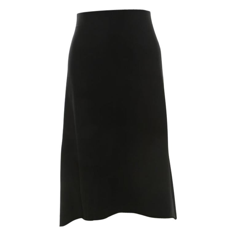 Chloé Black Crepe Knit Asymmetric Hem A Line Skirt M