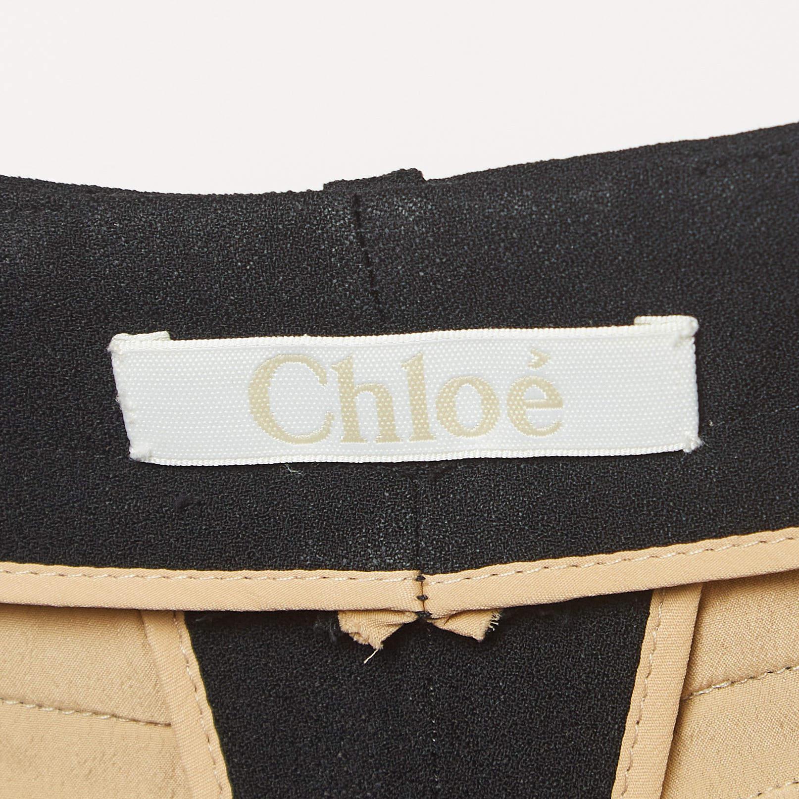 Women's Chloe Black Crepe Pleated Trousers XS For Sale