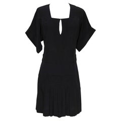 CHLOE Black Dress Silk Pleated Shift Keyhole Neckline Slip On Sz XS 2008
