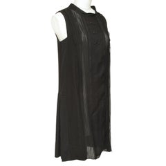 CHLOE Black Dress Sleeveless Pleats Skirt Silk Zipper Sz 36