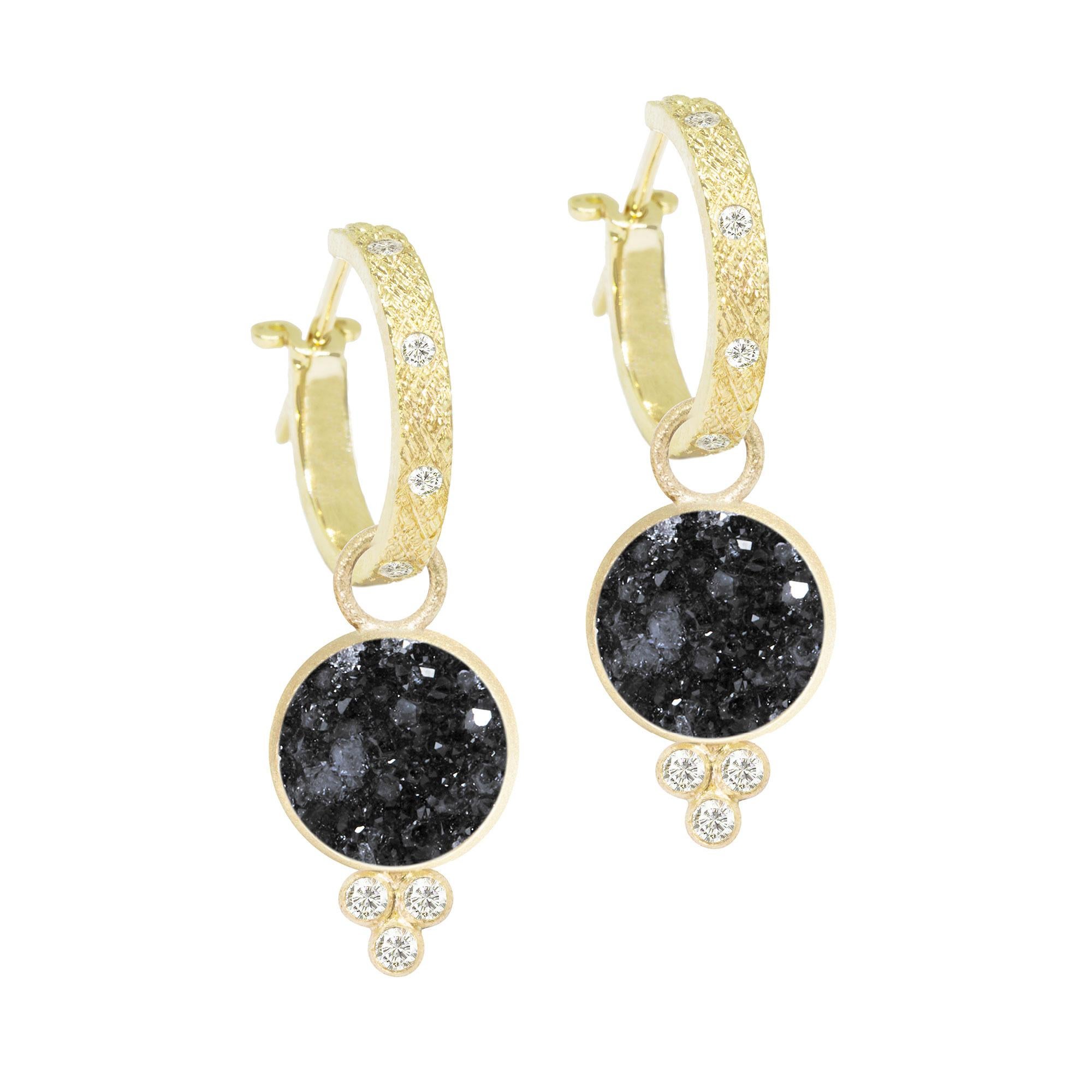 A Nina Nguyen classic to collect and treasure: Our diamond-accented Chloe Gold Charms are designed with black druzy rimmed in gold. They pair with any of our hoops and mix well with other styles.

Nina Nguyen Design's patent-pending earrings have an