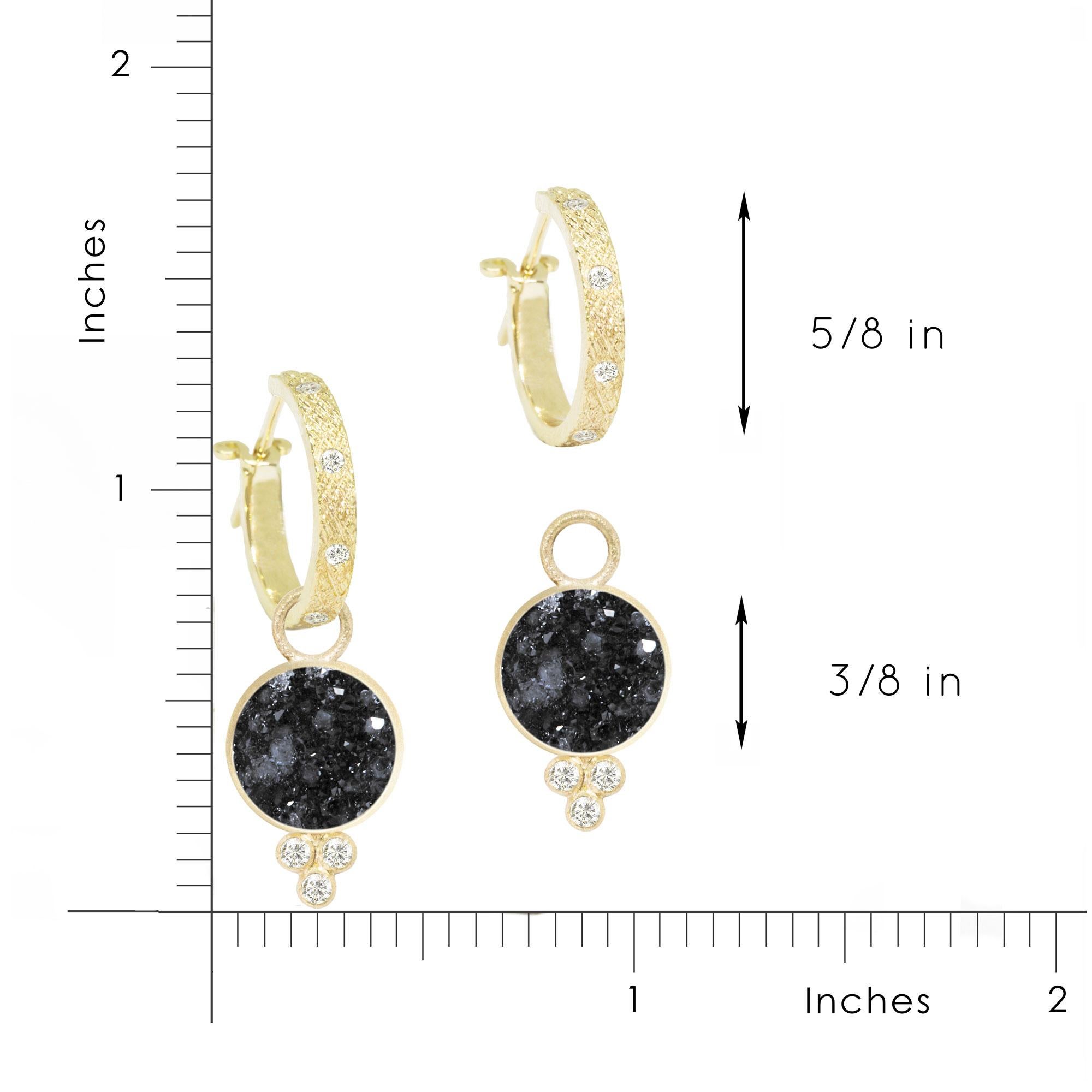 Women's or Men's Chloe Black Druzy 18 Karat Gold Earrings For Sale
