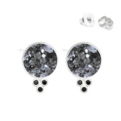 Chloe Black Druzy Silver Stud Earrings