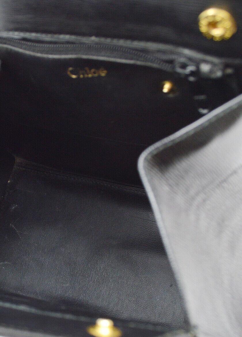 Chloe Black Epi Leather Gold Small Kelly Style Evening Top Handle Satchel Bag In Good Condition In Chicago, IL
