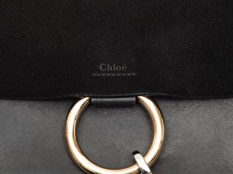 Chloe Faye Chain Suede Leather Gray Blue Crossbody Bag