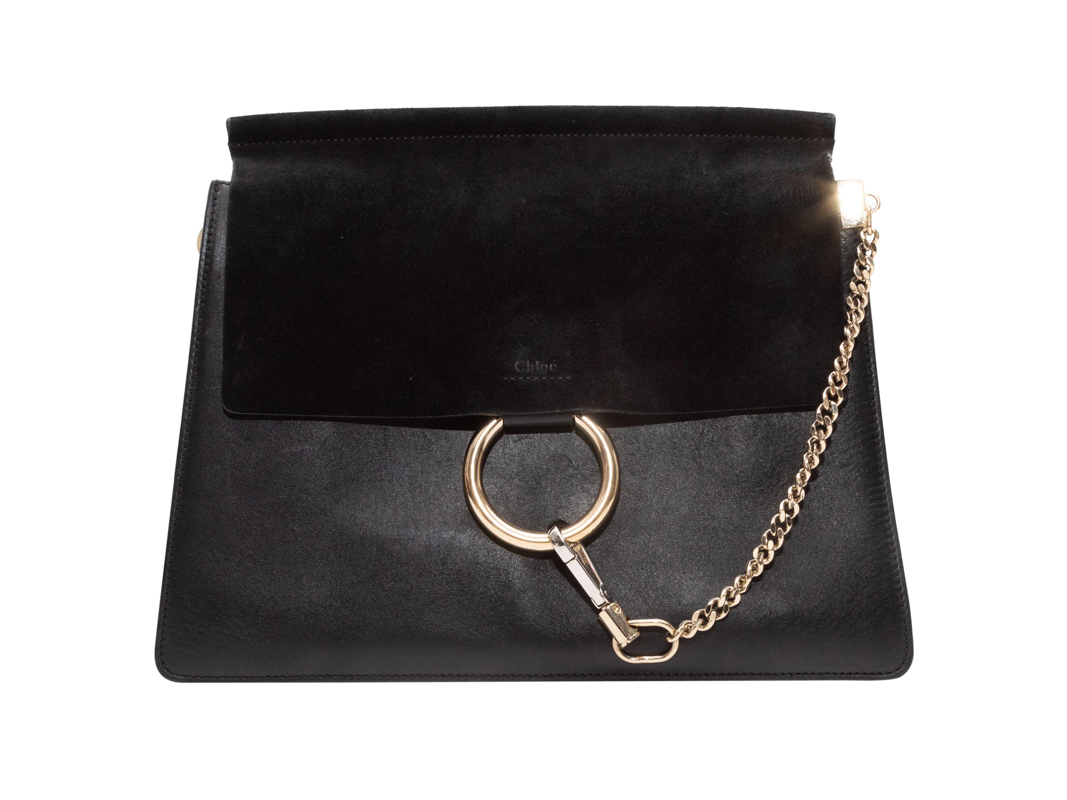Chloe Black Faye Leather & Suede Crossbody Bag In Good Condition In New York, NY