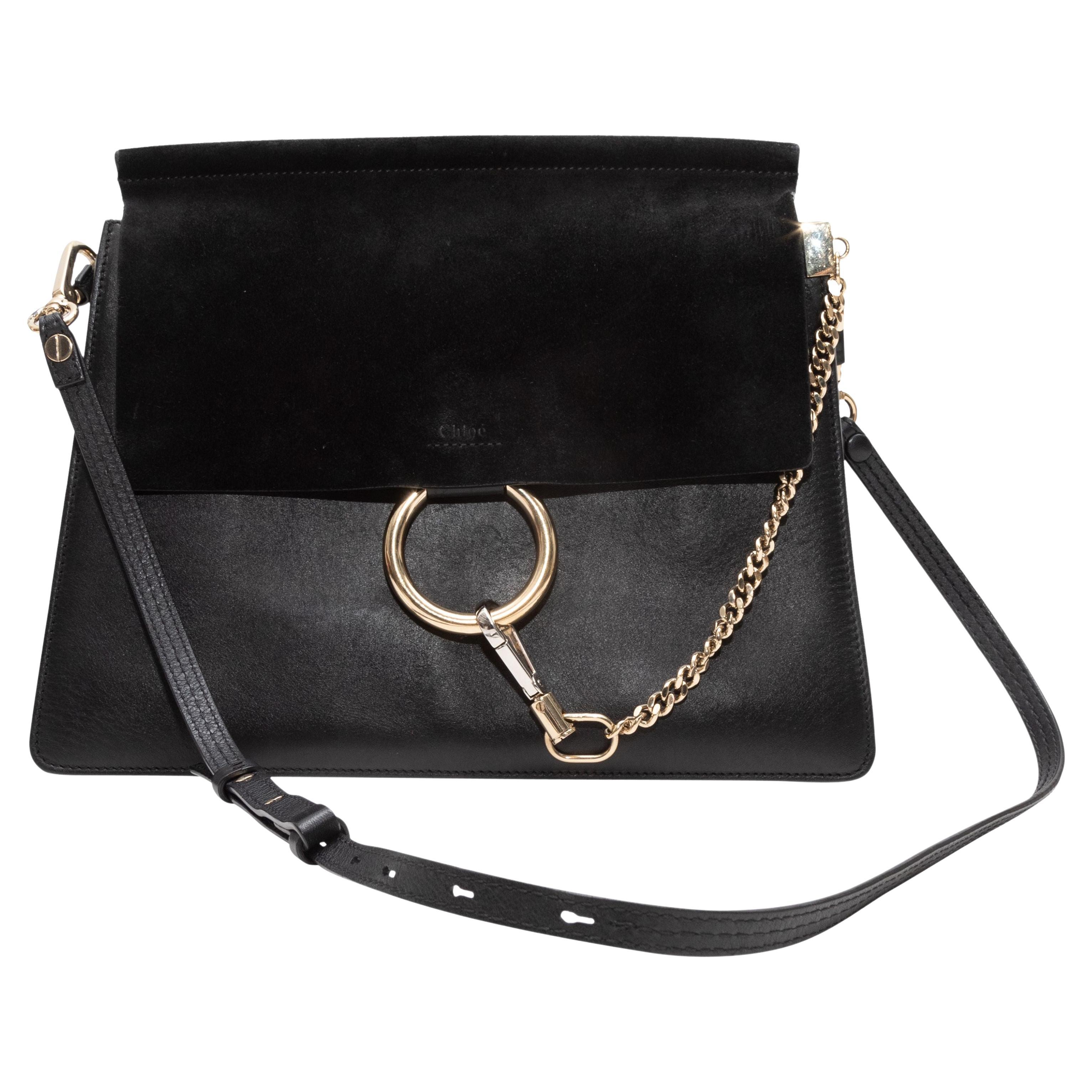 Chloe Black Faye Leather and Suede Crossbody Bag For Sale at 1stDibs