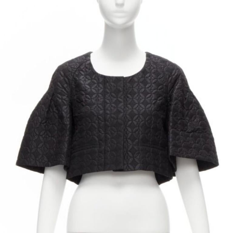 Nero CHLOE nero jacquard floreale manica a campana collo rotondo giacca cropped FR34 XS in vendita