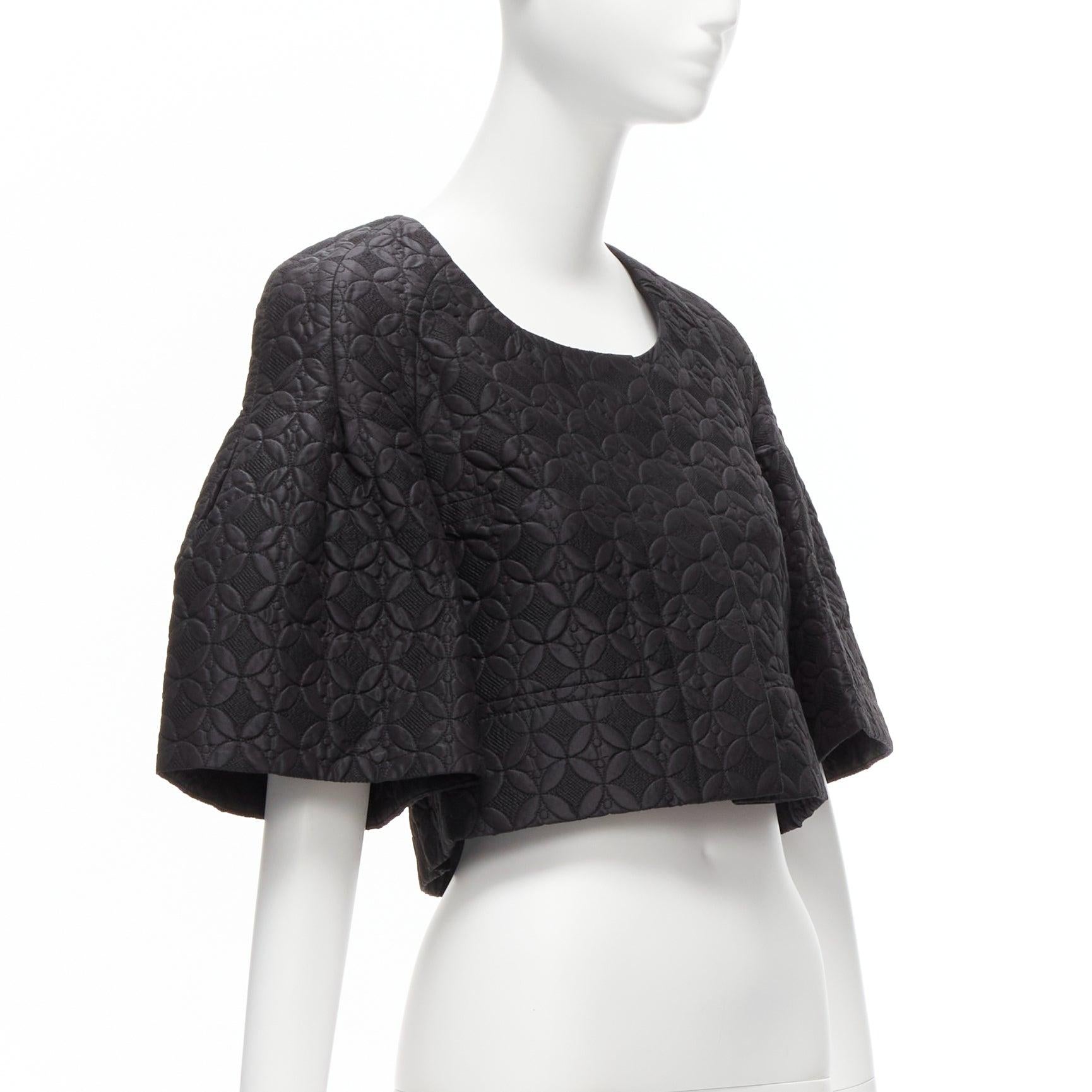 CHLOE negro jacquard floral manga campana cuello redondo chaqueta cropped FR34 XS en Excelente Estado en Hong Kong, NT