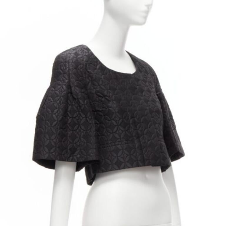 CHLOE nero jacquard floreale manica a campana collo rotondo giacca cropped FR34 XS In condizioni ottime in vendita a Hong Kong, NT