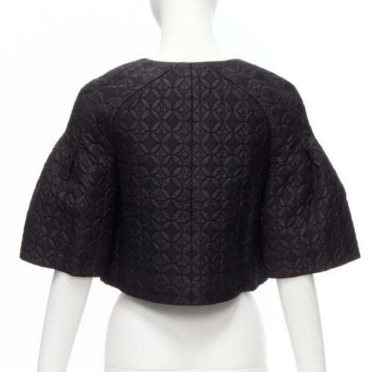CHLOE nero jacquard floreale manica a campana collo rotondo giacca cropped FR34 XS in vendita 1