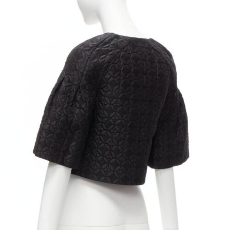 CHLOE nero jacquard floreale manica a campana collo rotondo giacca cropped FR34 XS in vendita 2