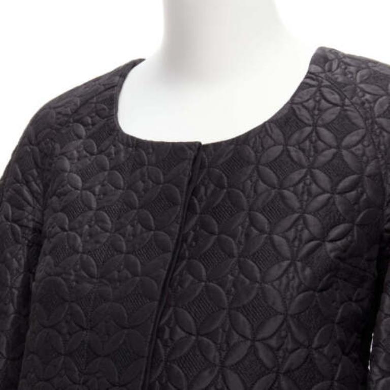CHLOE nero jacquard floreale manica a campana collo rotondo giacca cropped FR34 XS in vendita 3