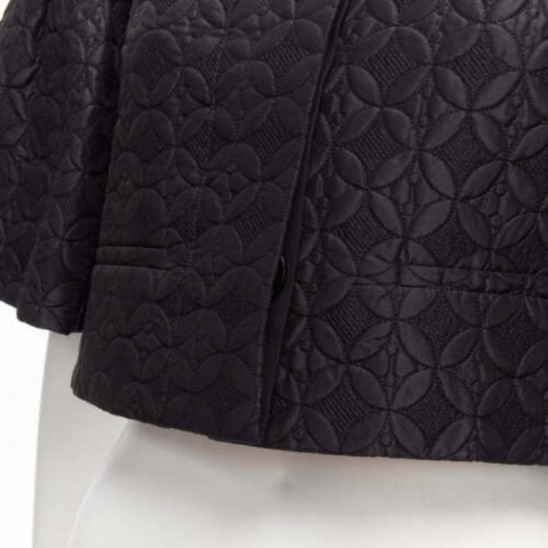 CHLOE nero jacquard floreale manica a campana collo rotondo giacca cropped FR34 XS in vendita 4