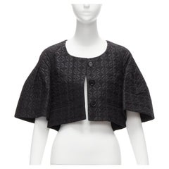 CHLOE noir jacquard fleuri veste cropped à manches rondes et col rond FR34 XS