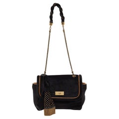 Chloe Black/Gold Velvet Metal Detail Flap Bag