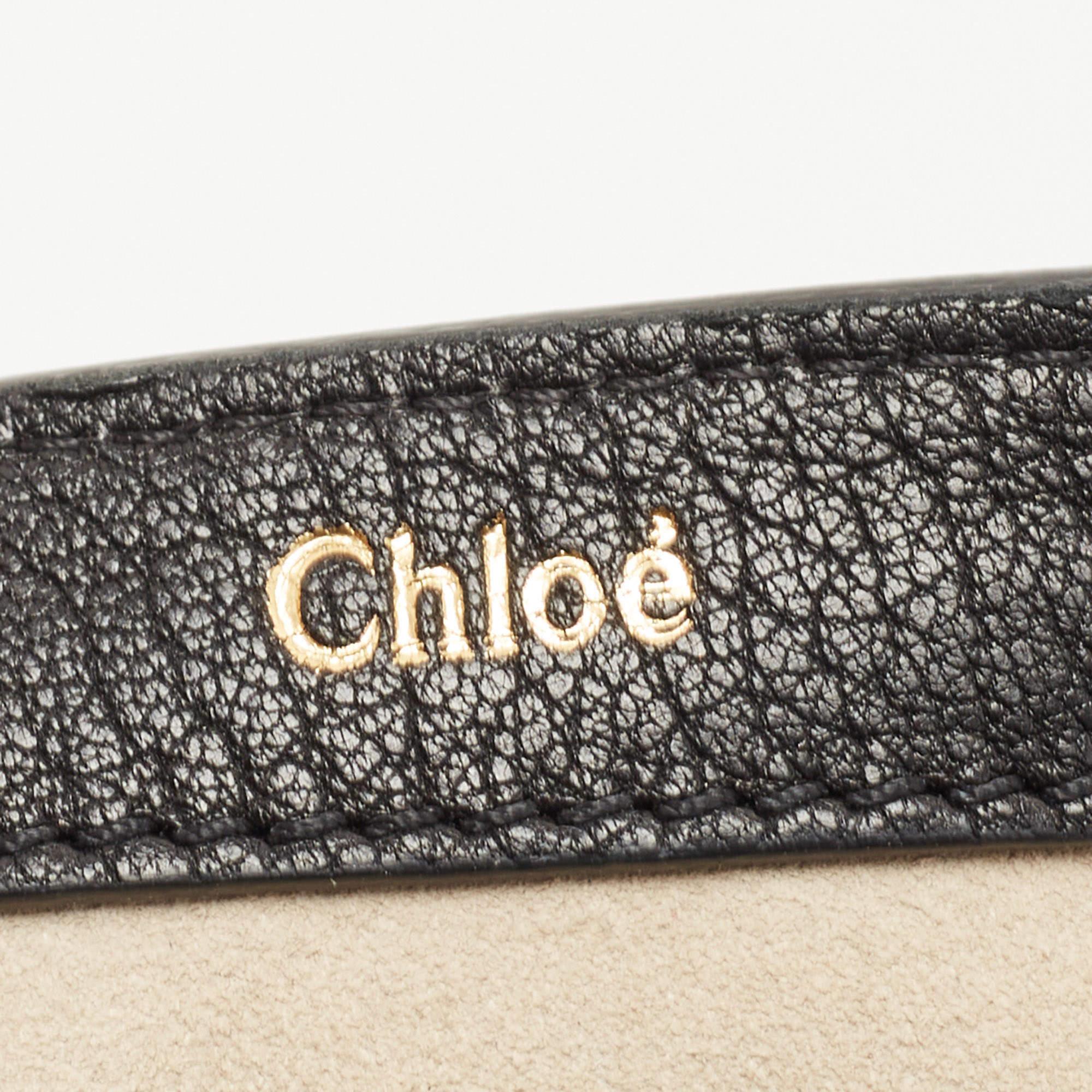 Chloe Black Grained Leather Drew Fold Over Clutch 7