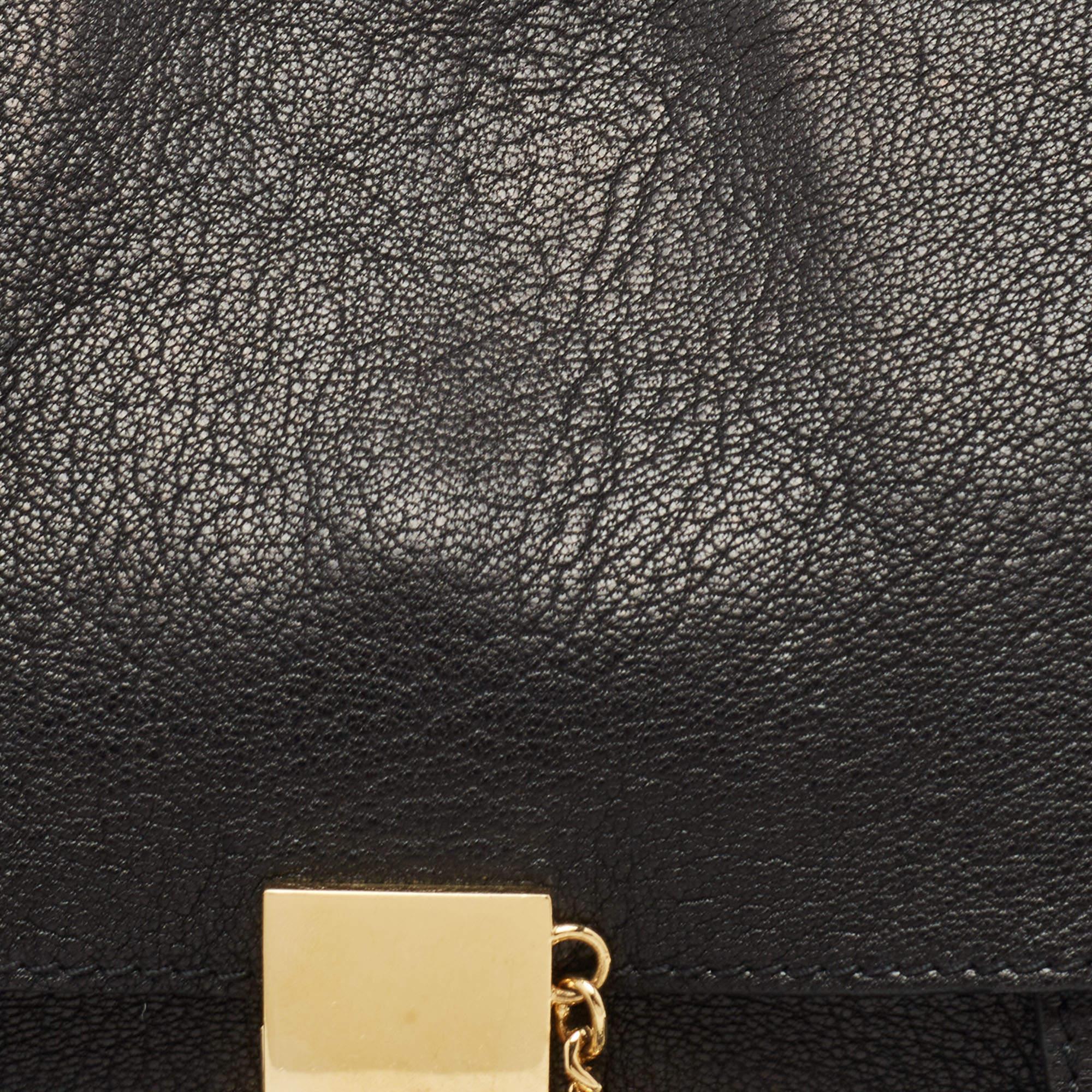 Chloe Black Grained Leather Drew Fold Over Clutch 9