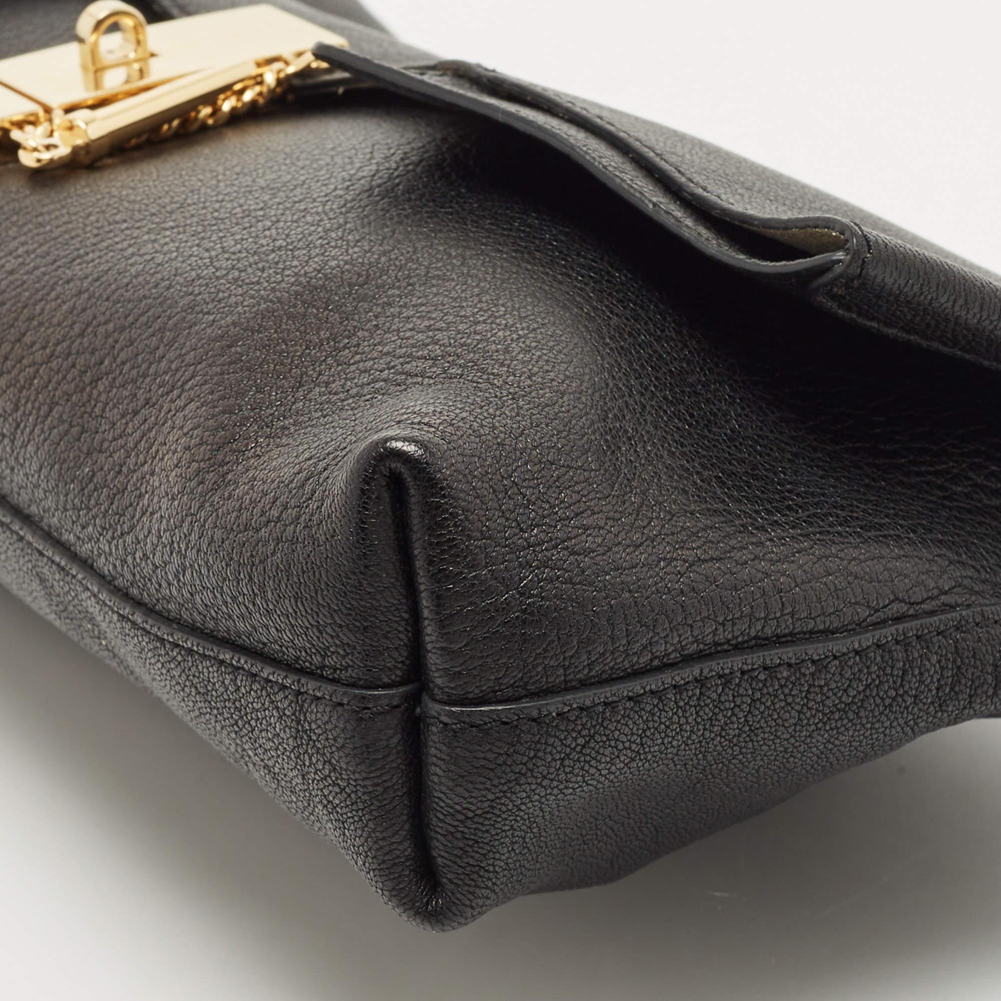 Chloe Black Grained Leather Drew Fold Over Clutch 2