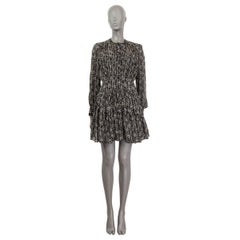 CHLOE black & ivory silk FLORAL TIERED GEORGETTE Dress 34 XXS