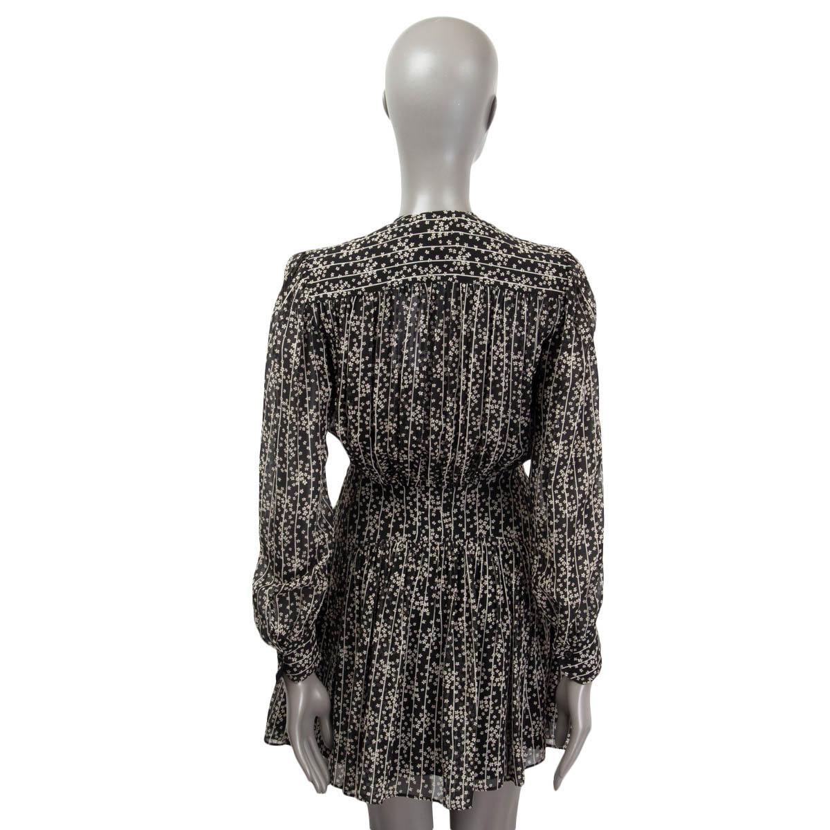 Women's CHLOE black & ivory silk FLORAL TIERED GEORGETTE Dress 34 XXS For Sale