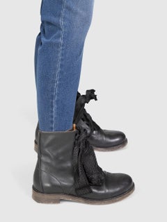 Chloé Black Lace Up Leather Ankle Boots Size IT 36.5