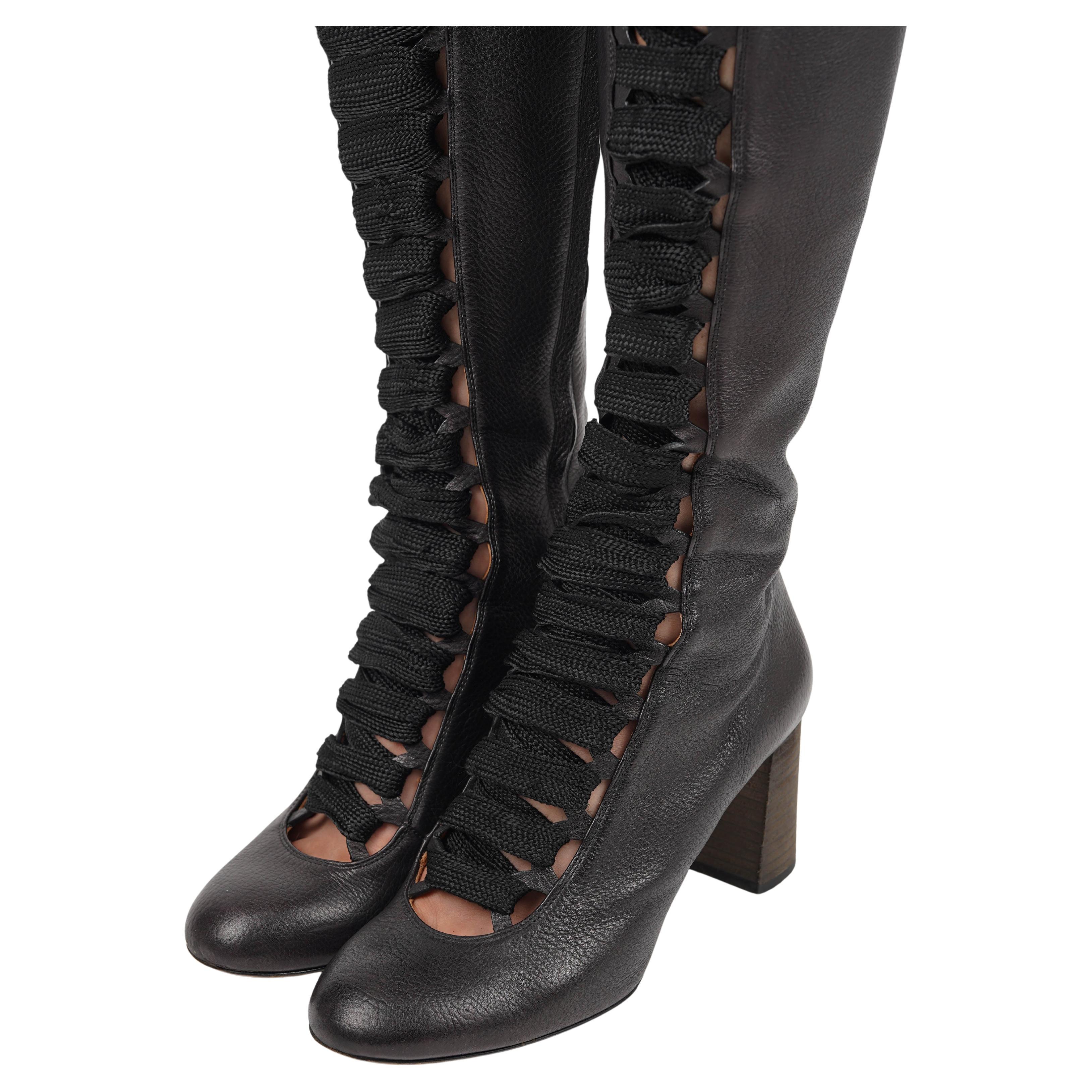 Botas de cordones negras Chloé - Otoño/Invierno 2015, Talla 37 en venta 1