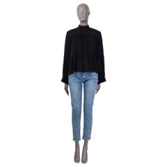 CHLOE black LAYERED MOCK NECK Blouse Shirt 36 XS