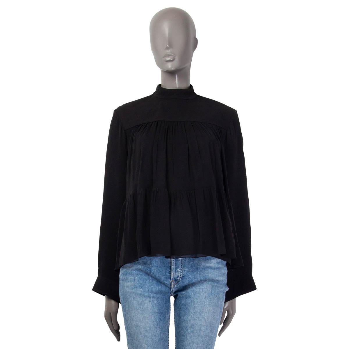 Black CHLOE black LAYERED MOCK NECK Blouse Shirt 36 XS For Sale