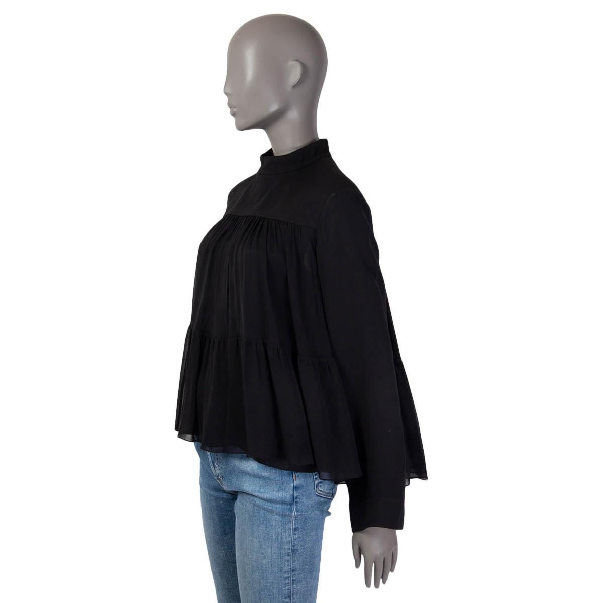 Women's CHLOE black LAYERED MOCK NECK Blouse Shirt 36 XS For Sale