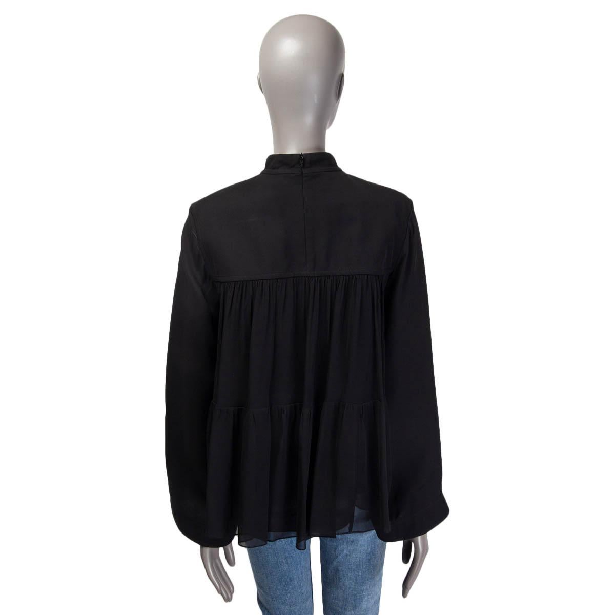 CHLOE black LAYERED MOCK NECK Blouse Shirt 36 XS For Sale 1