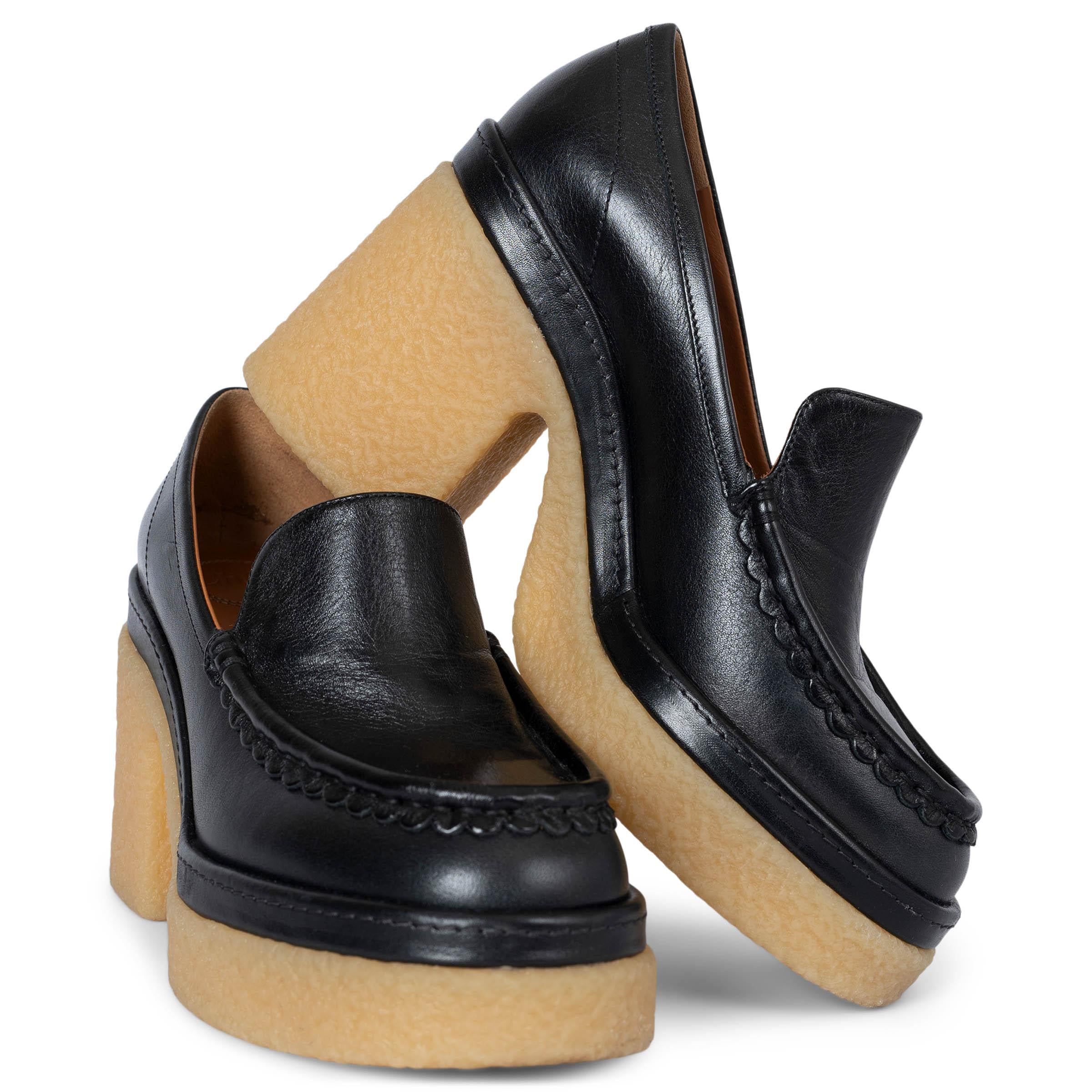 CHLOE black leather 2021 JAMIE PLATFORM Loafers Pumps Shoes 38 For Sale 2
