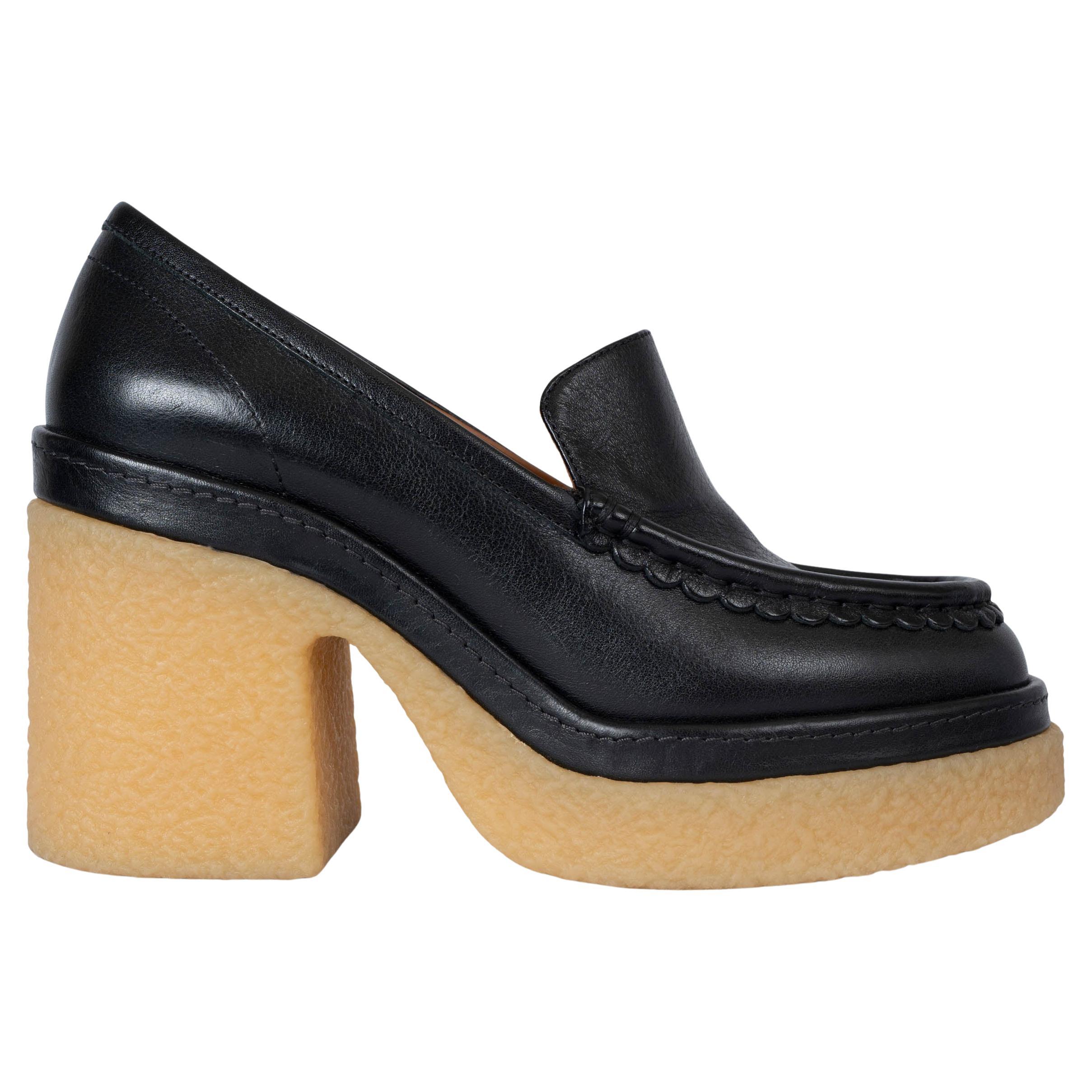CHLOE black leather 2021 JAMIE PLATFORM Loafers Pumps Shoes 38 For Sale