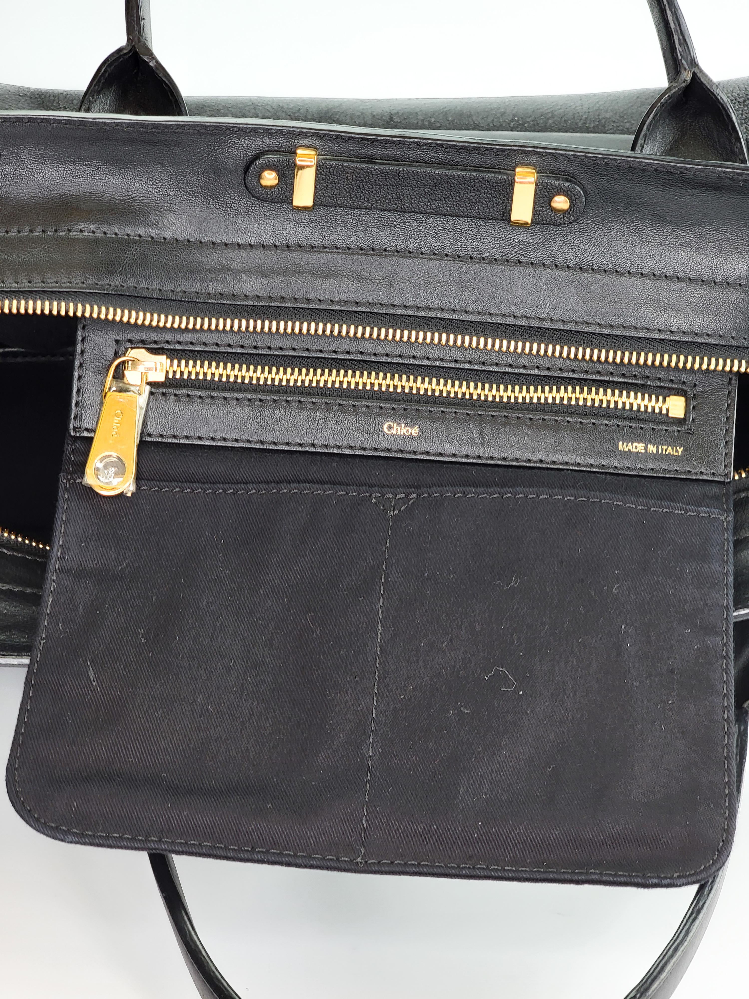 Chloe Black Leather Alice Tote MM In Good Condition For Sale In Montreal, Quebec