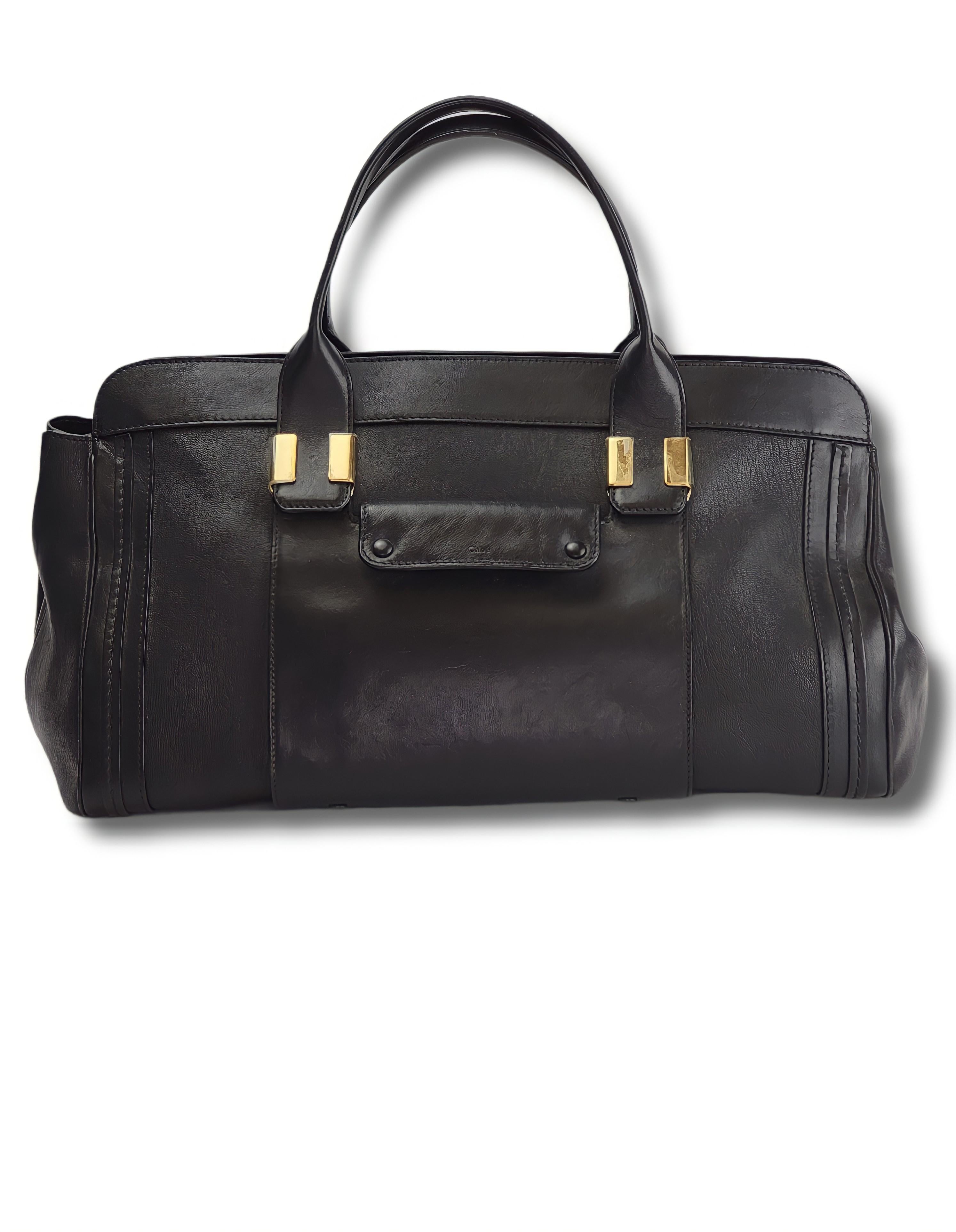 Women's Chloe Black Leather Alice Tote MM For Sale