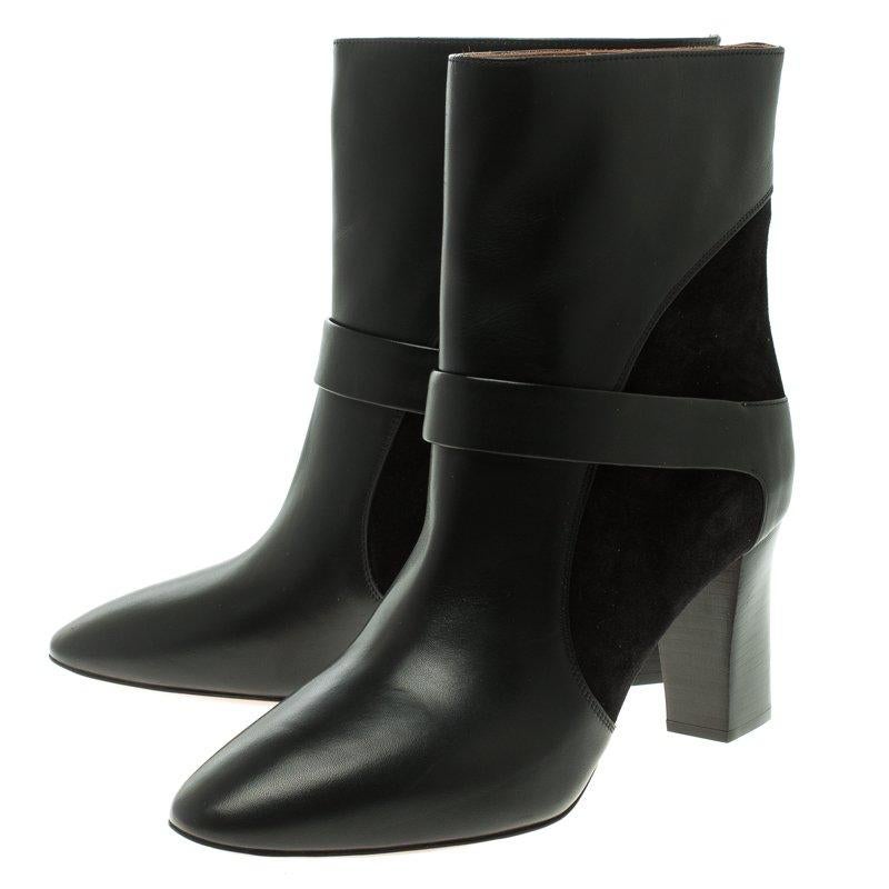 Chloe Black Leather and Suede Ankle Boots Size 39 2