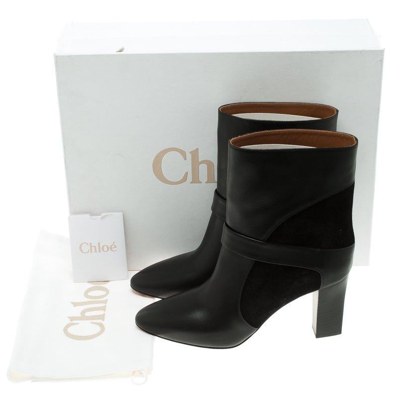 Chloe Black Leather and Suede Ankle Boots Size 39 4