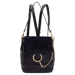 Chloe Black Leather and Suede Medium Faye Backpack