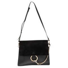 Chloe Black Leather And Suede Medium Faye Shoulder Bag