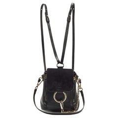 Chloe Black Leather and Suede Mini Faye Day Backpack