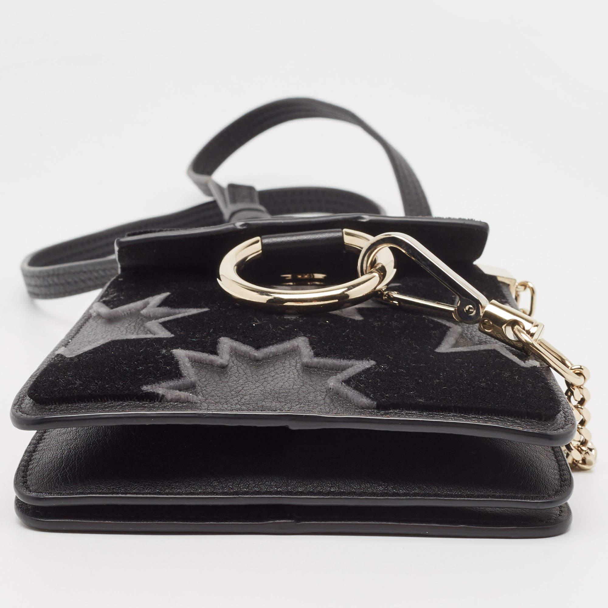 Women's Chloe Black Leather and Suede Mini Star Faye Crossbody Bag For Sale